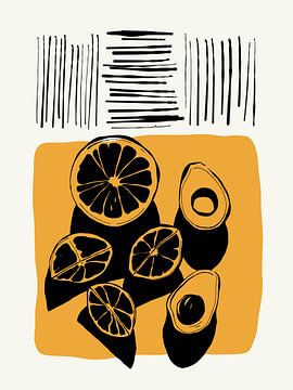 Illustratie: Sinaasappel en avocado van Studio Allee