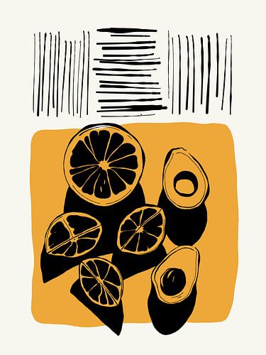 Illustration : Orange et avocat