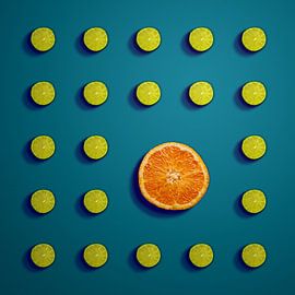 Citrus fruits - balance in blue by Mixed media vector arts
