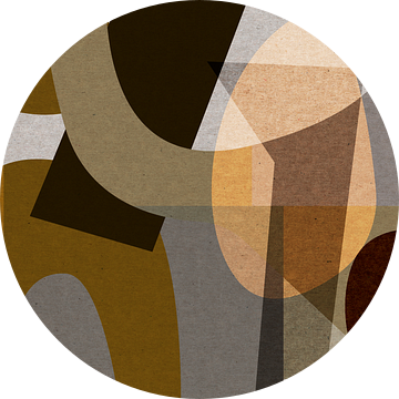 Abstracte organische vormen in bruin, grijs, beige van Dina Dankers