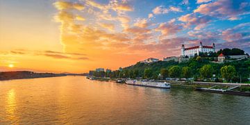 Danube and Bratislava castle, Slovakia by Michael Abid