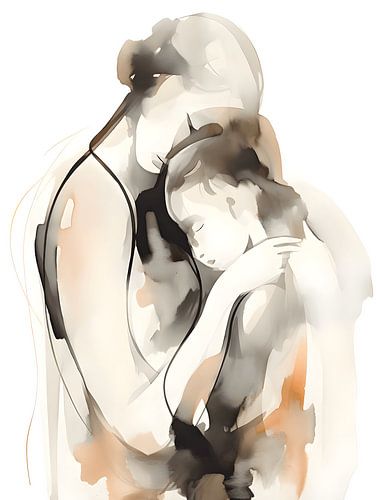 Familie: moeder en dochter tekening