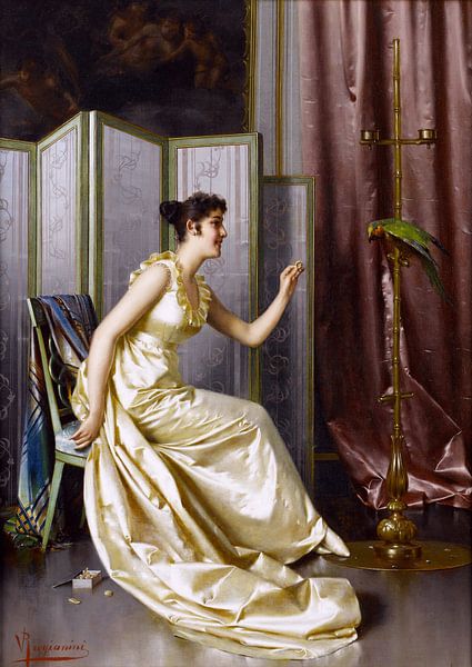 Fütterung des Papageis, Vittorio Reggianini von Atelier Liesjes