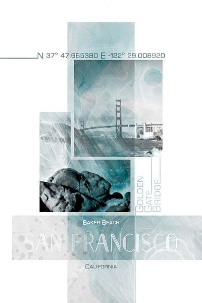 Poster Art SAN FRANCISCO Baker Beach by Melanie Viola