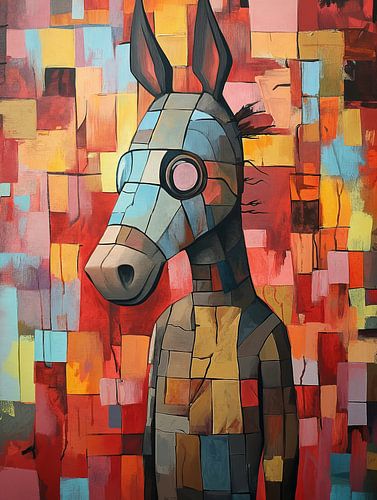 Donkey Artwork | Âne moderne en blocs de couleur sur Peintures accrocheuses
