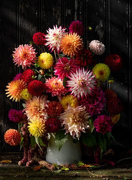 Dahlias's in autumn sunshine by Ingrid De Laat- de Bont