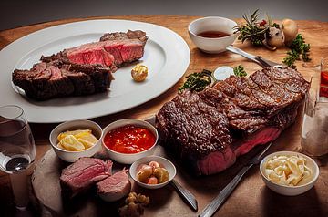 Steak de bœuf sur une assiette Illustration sur Animaflora PicsStock