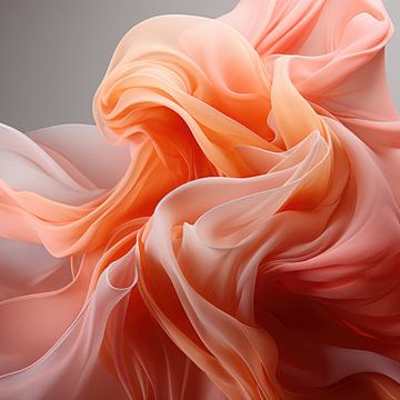 Zacht Zomers Briesje - Peach Fuzz Abstract Flow #1 van Ralf van de Sand