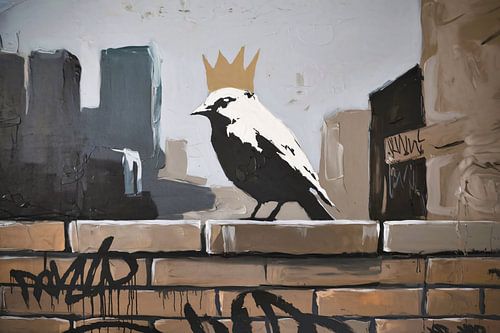 Peinture de l'oiseau à la couronne d'or