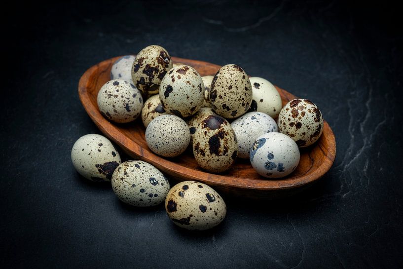 Fresh quail eggs - still life in warm earthy colours by Photo Art Thomas Klee