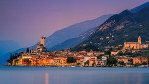 Coucher de soleil à Malcesine, Lac de Garde, Italie sur Henk Meijer Photography