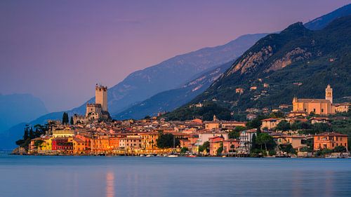 Zonsondergang Malcesine, Gardameer, Italië van Henk Meijer Fotografie