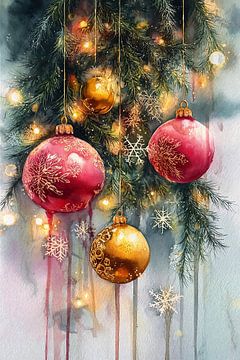 Weihnachtskugeln in Aquarell Nr. 3