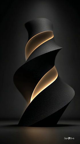 abstract zwart met zacht goud van Gelissen Artworks