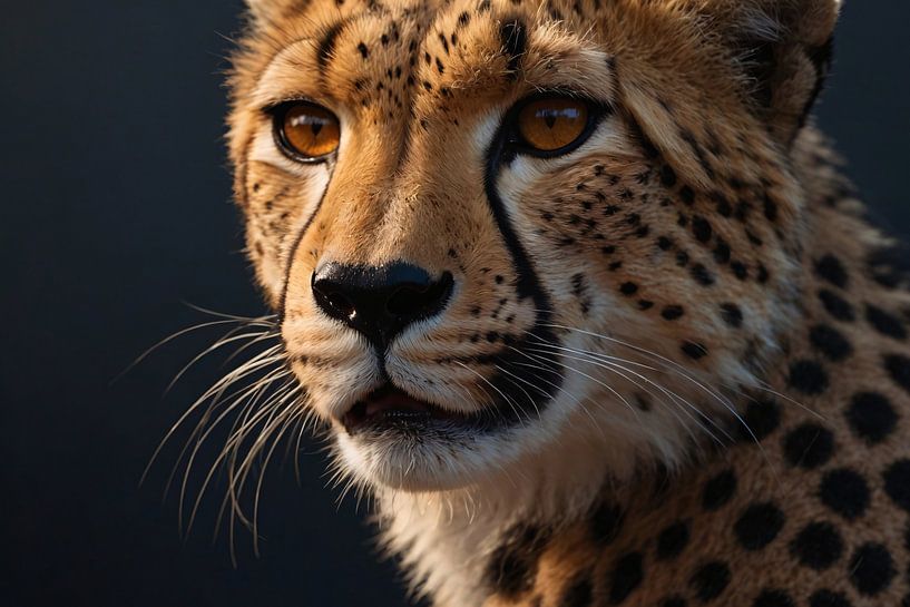 Regard intense d'un guépard au repos par Art & Soul Creations