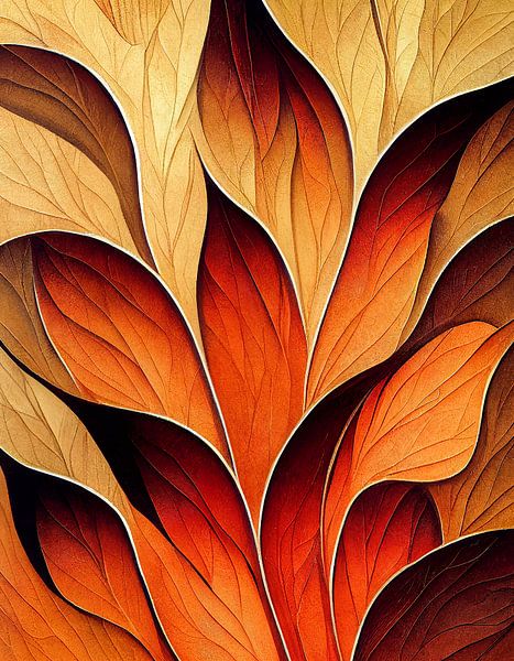 Feuille abstraite dans des couleurs d'automne par Bert Nijholt