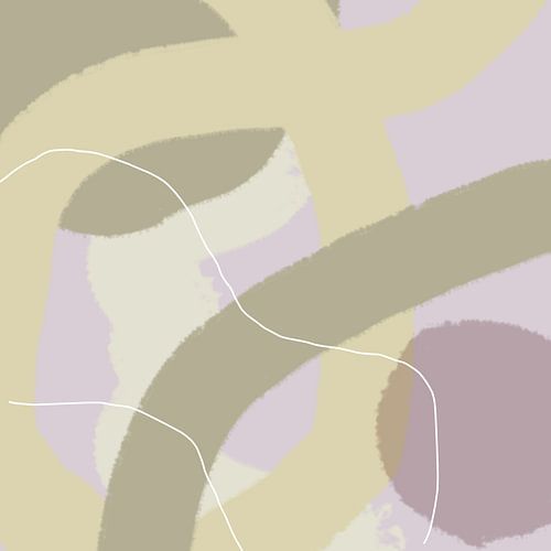 Abstracte pastelkunst in Wild Wonder kleuren in beige, paars, bruin