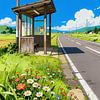 ANIME Ländliche Bushaltestelle – Japanische Sommerlandschaft im Stil von Ghibli von Minggu Galeri