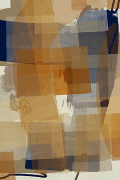 Abstract in verbrande tinten en zacht blauw van Dina Dankers
