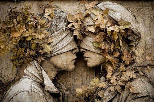 Liefde onder Herfstbladeren -  Dromerig Urban Kunstwerk