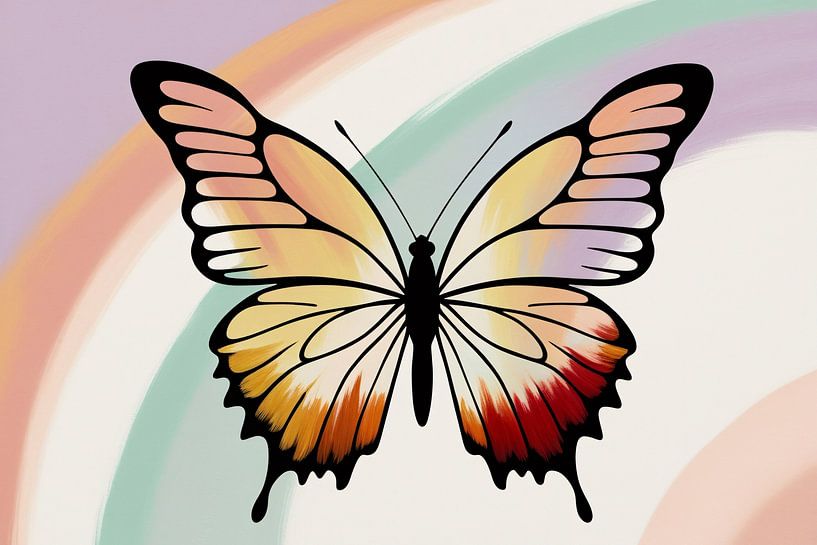 Kleurrijke vlinder met regenboog van Art & Soul Creations
