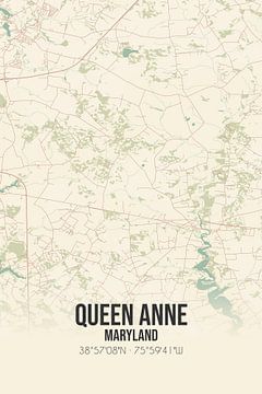 Vintage landkaart van Queen Anne (Maryland), USA. van MijnStadsPoster