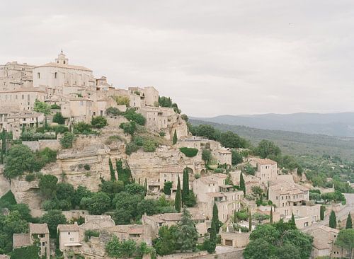 Skyline of Gordes in Provence, analog photo