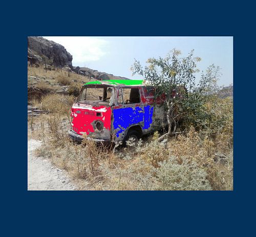 Volkswagenbusje 3 kleuren met rand