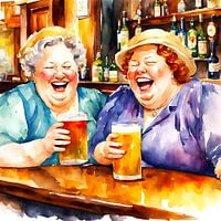 2 gezellige dames in de kroeg