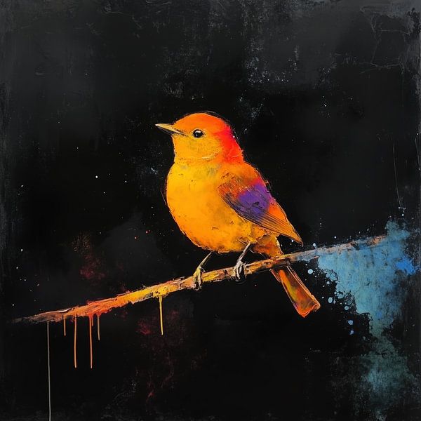 Yellow robin portrait artistic by TheXclusive Art