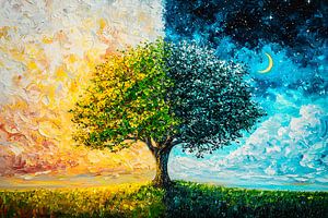 Bunter Baum mit Kontrasten
