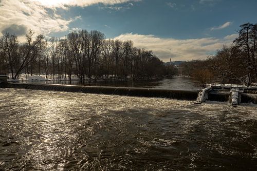 Zonsondergang bij de Camsdorfer brug in Jena