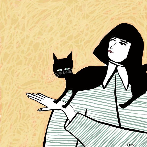Cat Lover black cat by Sharyn Bursic