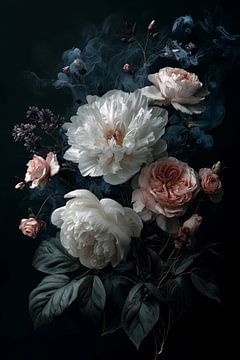 Witte Pioenrozen in de Duisternis no.3 van Studio BB
