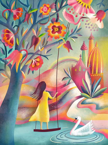 Femme avec palais des rêves par uta krogmann