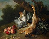 Stilleven met dood wild en perziken in een landschap, Jean-Baptiste Oudry van Meesterlijcke Meesters thumbnail