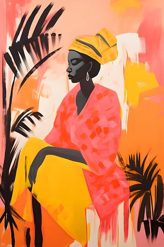 Portrait coloré d'une femme africaine