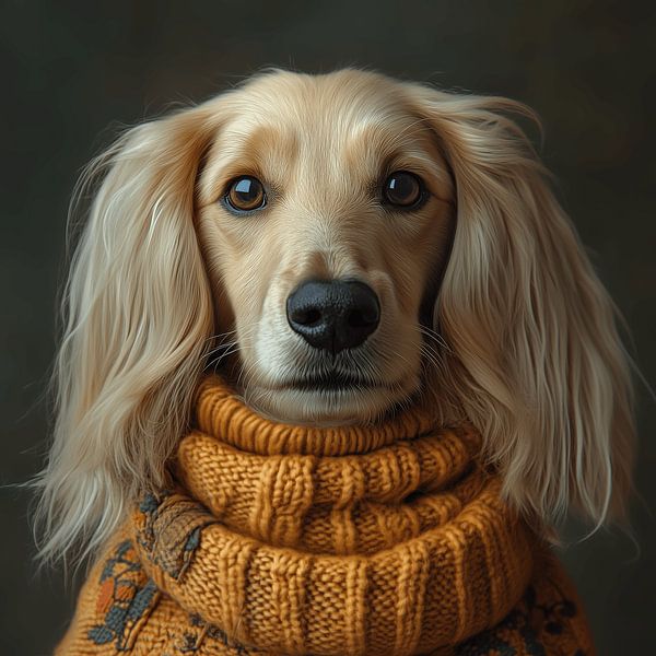 Afghan hound dressed for winter by Ton Kuijpers