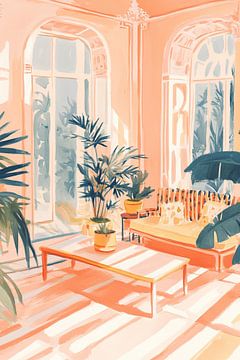 Cheerful garden feeling in the living room by Eye catching paintings