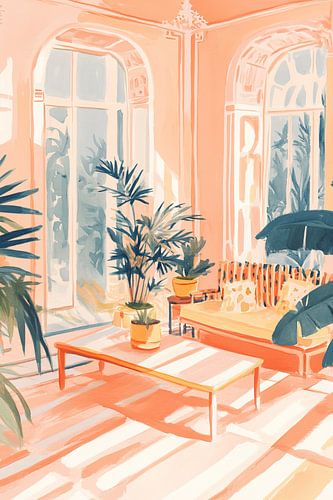 Cheerful garden feeling in the living room by Eye catching paintings