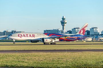 Qatar Boeing 777-300 with FC Barcelona livery. by Jaap van den Berg