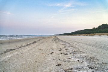 Uitzicht over het strand op Usedom met duinen aan de ene kant en de Baltische Zee aan de andere kant van Martin Köbsch