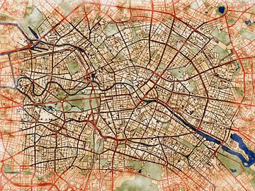 Kaart van Berlijn centrum in de stijl 'Serene Summer' van Maporia