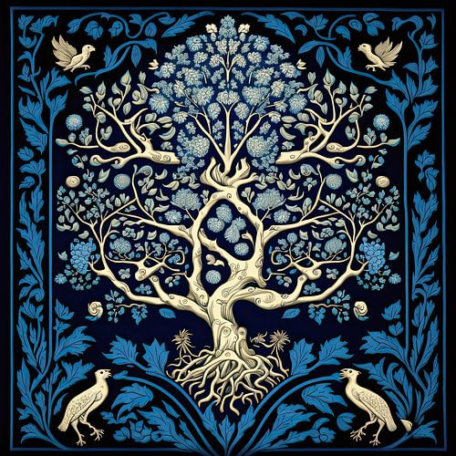 Baum des Lebens in Blau von Vlindertuin-Art