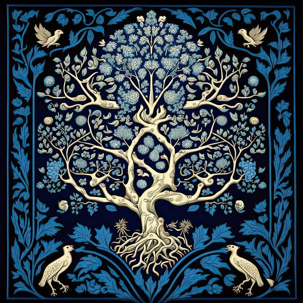 Arbre de vie en bleu par Vlindertuin-Art