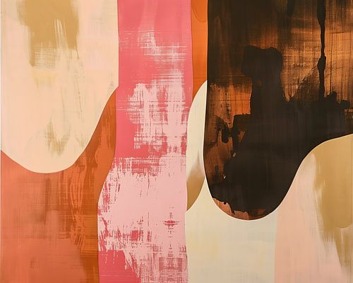 Japandi-Abstraktion in Erd- und Rosatönen