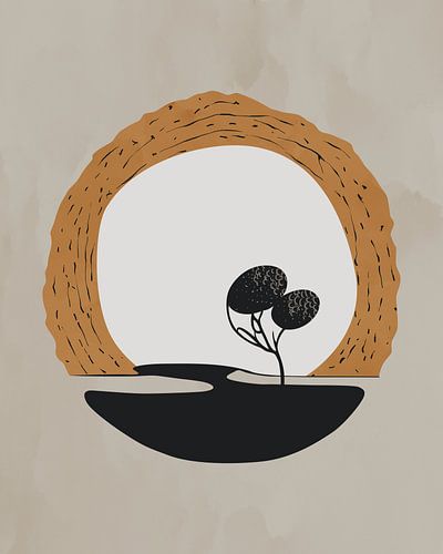 Boom in de ochtend 4 minimalistisch landschap