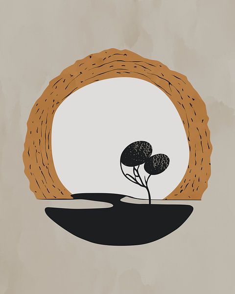 Boom in de ochtend 4 minimalistisch landschap van Tanja Udelhofen