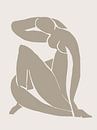Vrouwelijk naakt geïnspireerd door Henri Matisse van Mad Dog Art thumbnail