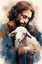 Jesus with lamb by NJ Midnight Studio thumbnail